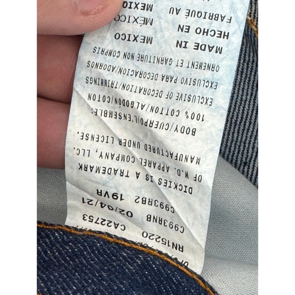 Dickies Jeans 48x32 Relaxed Fit Mens Straight‎ Leg Jeans Dark Wash NEW - Picture 5 of 16